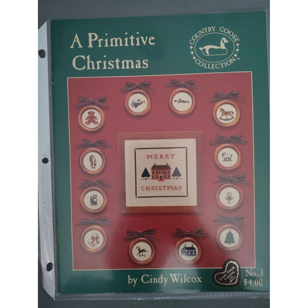 Vintage 1984 Cross Stitch Pattern Book A Primitive Christmas Cindy Wilcox...